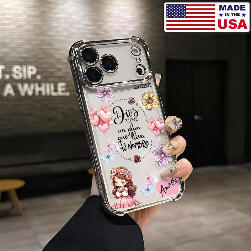 Customized Vintage Print Praying Little Girl Spanish Bible Verse Silicone TPU Phone Case - Shockproof Protection Cover, Aesthetic Accessory for iPhone 17/16/15/14/13/12 Plus Pro Max & Samsung 22/23/24/25 Plus Pro Max Ultra Smartphones