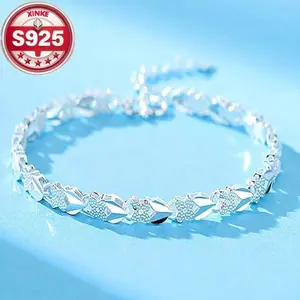 1pc Elegant 925 Sterling Silver Plated Bracelet Suitable For Women - Luxurious Daily Jewelry, Perfect Gift Choice, Versatile Accessory Suitable For All Seasons