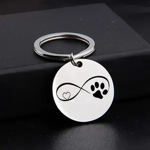 Dog Paw & Infinity Heart Design Car Keychain, Pet Lover Key Ring, Stainless Steel Keychain for Car, Motorcycle, Home, Office