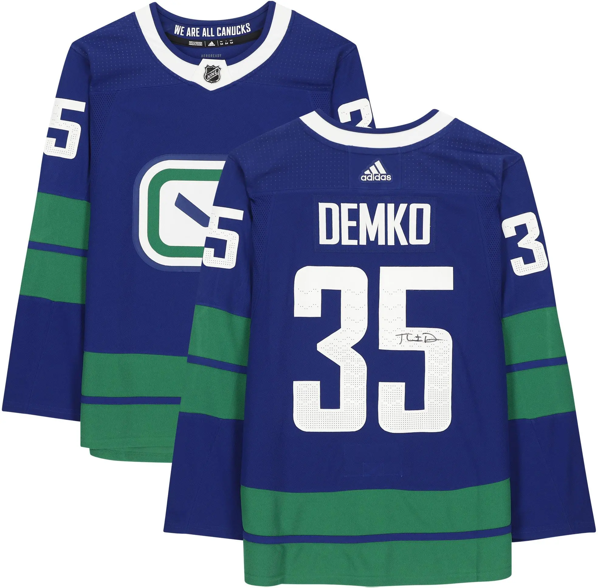 Thatcher Demko Vancouver Canucks Autographed Blue Alternate Adidas Authentic Jersey - Fanatics Authentic Certified
