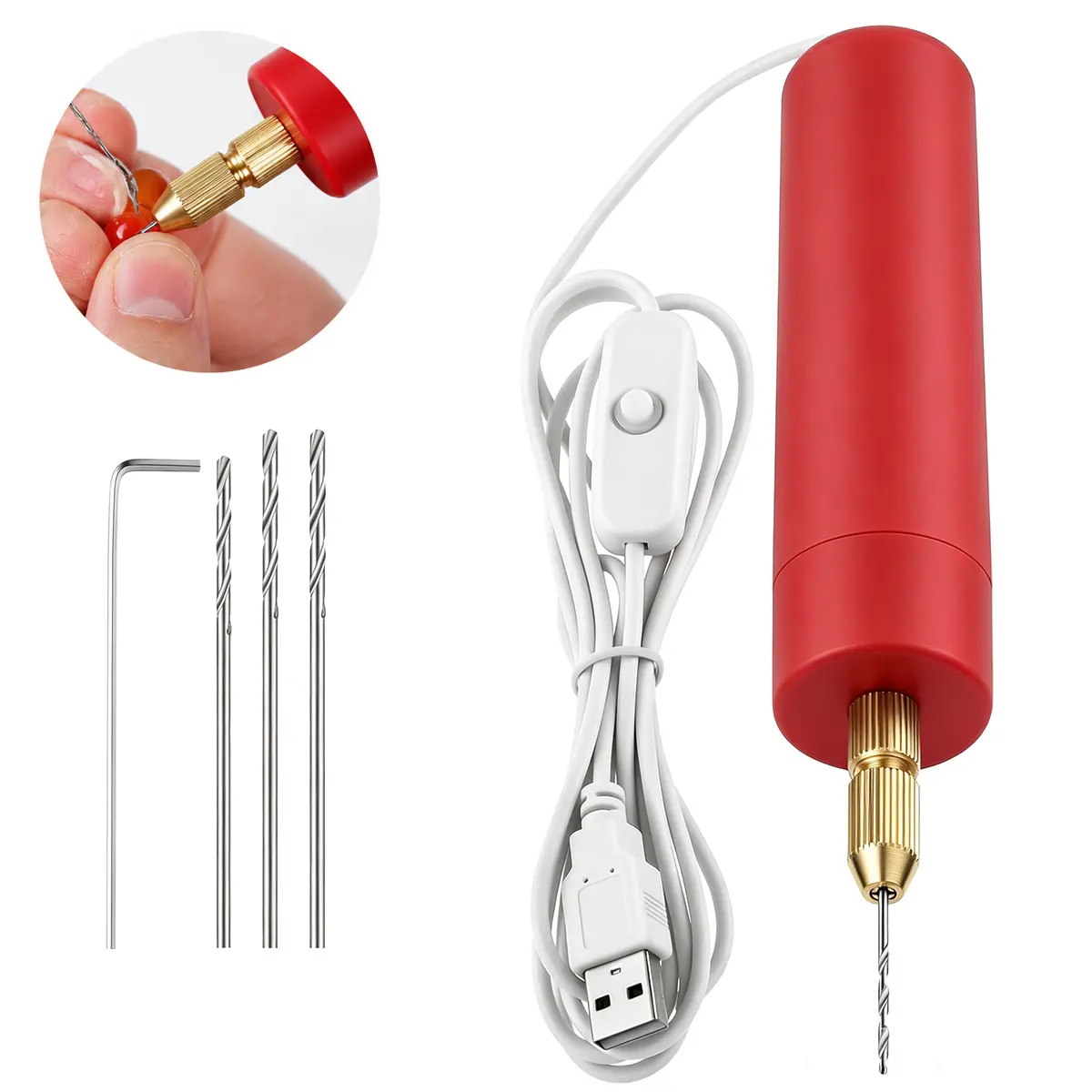 Micro Handheld Drill Bits, 0.7-1.2mm Mini Electric Resin Drill Set for Casting Resin DIY Molds Keychain Jewelry Craft Making