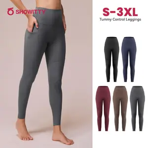[‌Size up] Viconow Tummy Control Leggings for Women with Pockets - High Waist Bike Pants for Gym Workout Athletic Running Yoga