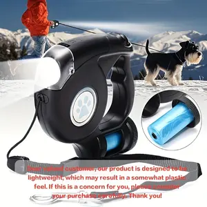 Pet Retractable Leash with Garbage Bag Dog Poop Bag Holder Outdoor Walking Dog Lead Lightweight Plastic Feel