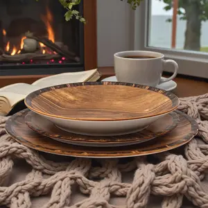 Godinger Forêt Porcelain 12-Piece Dinner Set - Service For Four, High-Quality Porcelain, Microwave & Dishwasher Safe, Elegant & Versatile Dinnerware