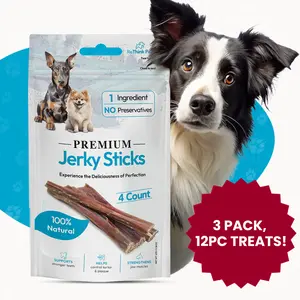 ReThink Pet Premium Beef Jerky Sticks (3pack 12pcs) Only 1 Ingredient Dog Treat for All Ages