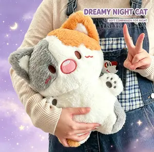 Cute tricolor cat doll plush toy for girls sleeping in bed, holding Dodo cat doll as a gift