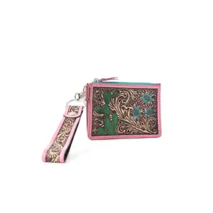 Myra Pride of Prickly Pears Cactus Tooled Leather Card Wallet with Wristlet