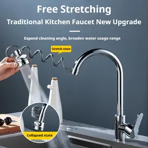 360° Rotatable Faucet Extender, Mechanical Arm Sink Sprayer Attachment, Universal Faucet Aerator for Kitchen Sink & Bathroom Basin commercial accessory tool water Pressure Kitchen Faucet