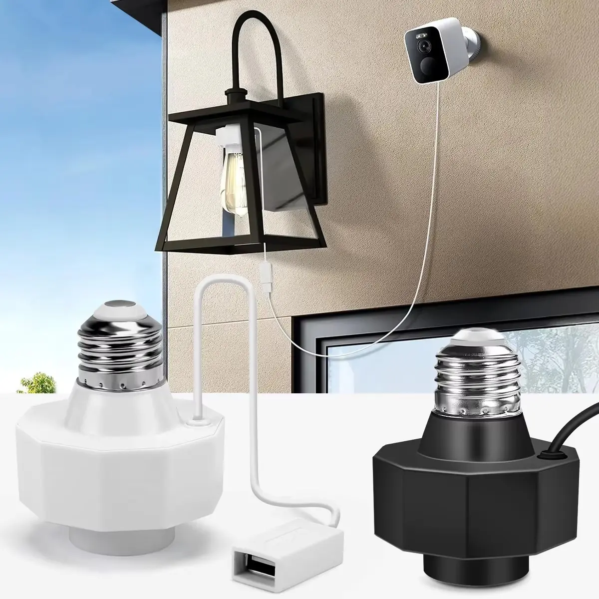 2PCS Lamp Socket Power Adapter for Wyze Cam v3/v4, E26 Socket USB Adapter 5V 1.5A for Security Camera,LED Strips and Easy to Install