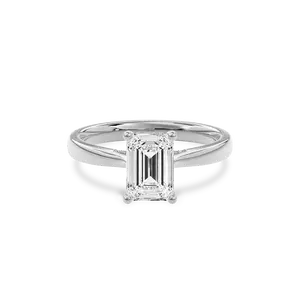 Elara Hidden Halo Salitaire Engagement Ring Emerald•White Gold