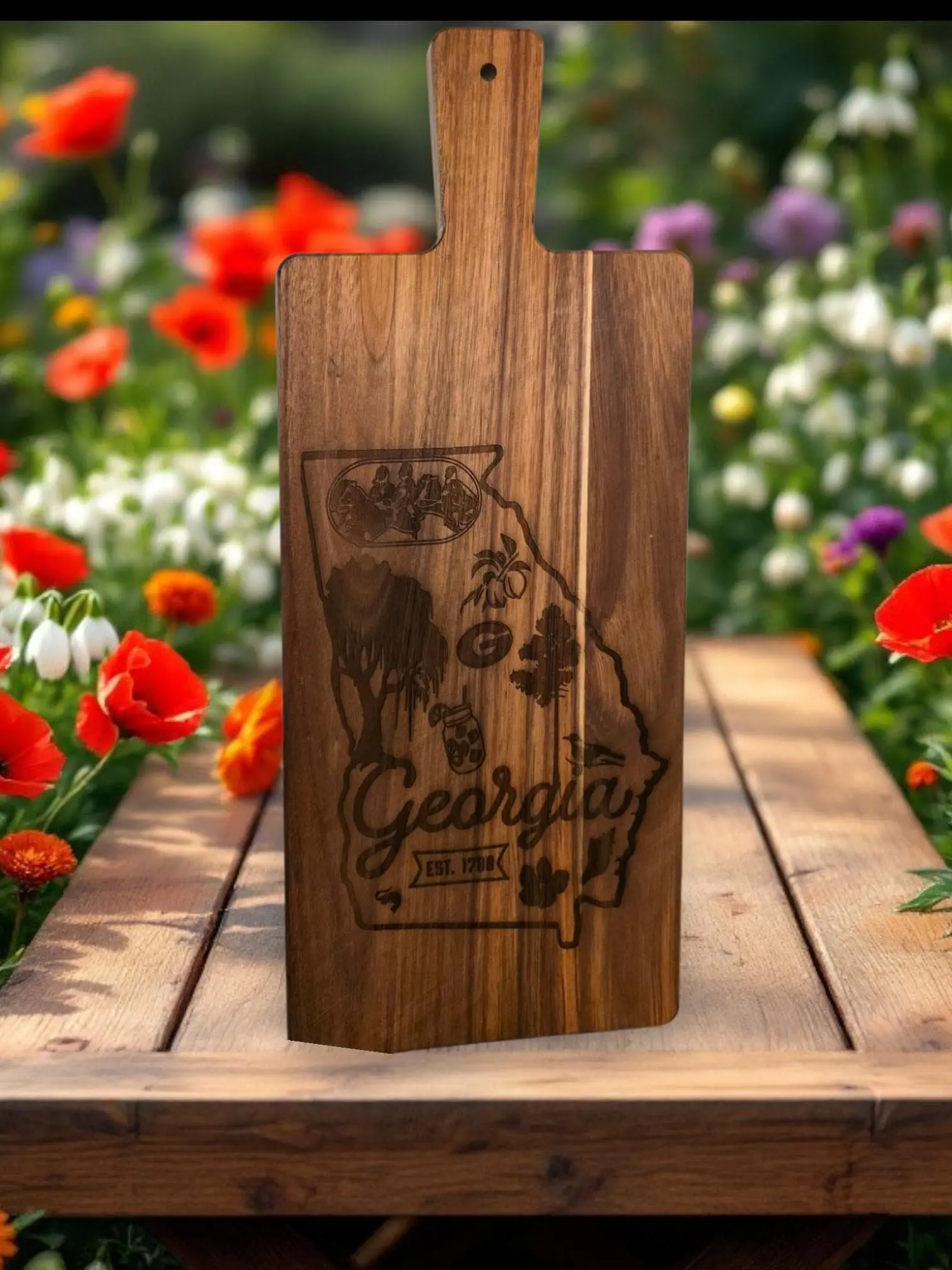 Custom State themed Charcuterie Board Acacia charcuterie board, Personalized Cheese Board, Housewarming Gift - 14x9 inches