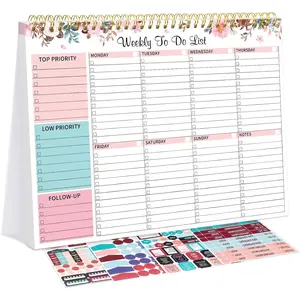 Weekly  Notepad with 52 Undated Sheets, 8.5"x11" Week Desk Planner Undated Weekly Planner with Spiral Bound for Women & Man  School and Work,