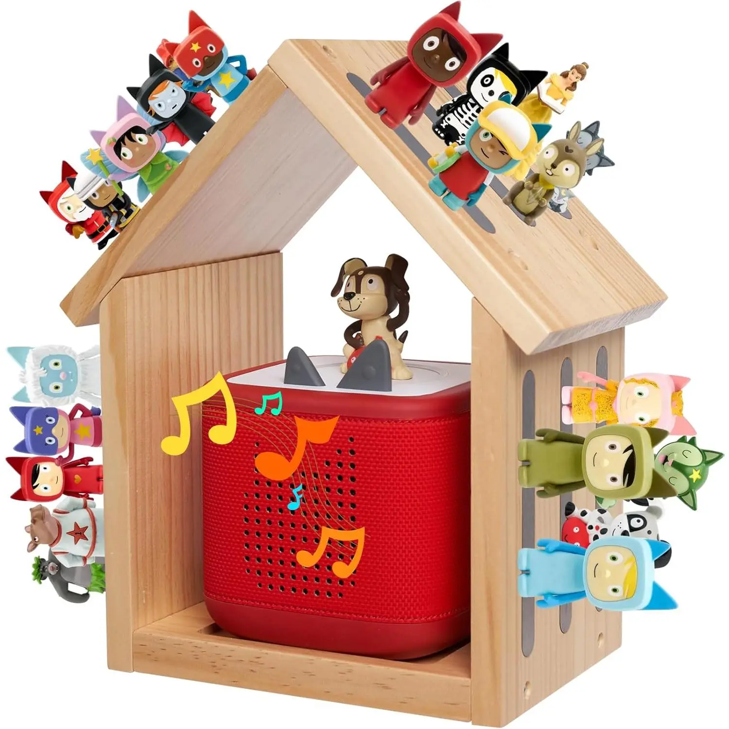 for Tonies Shelf, Compatible with Toniesbox 1 and Toniesbox 2 Tonies Magentic Wall Shelf for Creative Tonies Figures 12-40 Characters Wooden Tonie Storage Shelves for Kids Play Room(Hou