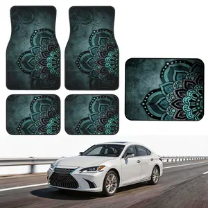 5 PCS Great Value Car Floor Mats Set Classic Retro Floral Pattern Front Rear Car Carpet Mats and Car Trunk Durable Cargo Mat Rear Trunk Liner Multi Patterns Stylish Vehicle Interior Accessories Suitable for Most Car Models