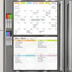 Magnetic Dry Erase Chore Chart and Monthly Calendar for Fridge - Reusable Magnetic Chore Chart for Multiple Kids,Monthly Calendar for Refrigerator