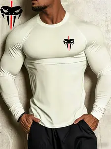 Men's Toxic Venom Print Quick-Dry Slim Fit Long Sleeve T-Shirt, High Stretch Muscle-Defining Workout Top, Sporty All-Season Apparel