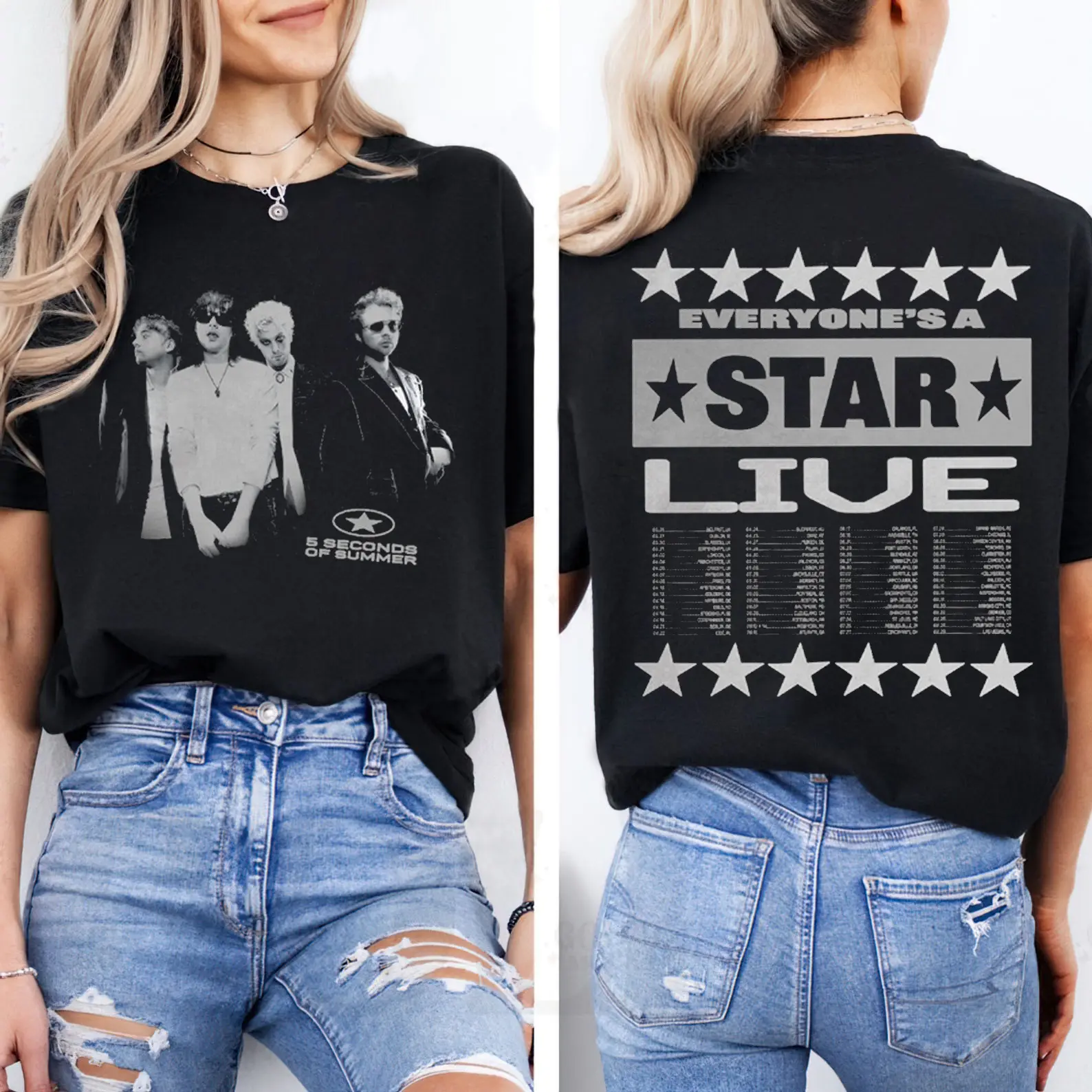 5 Seconds of Summer Shirt - Everyone's A Star! Tour Tee, Pop Punk & Arena Rock Energy, TikTok Fit
