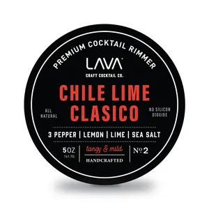 LAVA Premium All Natural Chile Lime Clasico Rimmer, Tangy & Mild Cocktail Salt Rim made with 3 Pepper Blend and Lime Juice, 5oz Screw-on Lid Container rim  dips