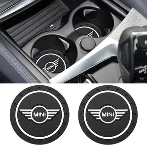 1/2/4Pcs Car-Styling PVC Car Non-slip Coaster Mat Water Cup Pad For Mini Cooper One S JCW R55 R56 R60 F55 F56 Countryman Auto Accessories Car Interior Accessories