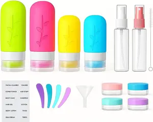 TSA Approved Travel Bottles Set – 18 Piece Leak-Proof Silicone Toiletry Kit with Clear Bag, Refillable Bottles, Jars, Spray Bottle & Accessories for Shampoo, Lotion and Body Wash