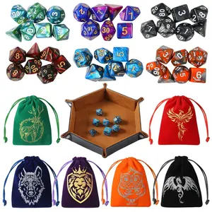 DND Dice Set, 42 Pack polyhedral dice Set with 6 Colorful Animal Pattern Bag and PU Leather Velvet Tray for Dungeons Dragons D&D RPG MTG Table Games