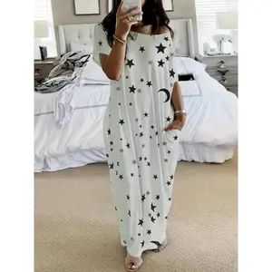 Women’s tie-dye/butterfly/heart-shaped/leopard print pajamas, round-neck loose sleepwear, comfortable loungewear, with pockets GARMENTARY