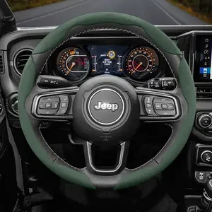 Winter Suede Anti-slip Ultra-thin Steering Wheel Cover for Jeep Segmented Steering Wheel Accessory, Universal for All Seasons, Black, Red for Wrangler Grand Cherokee Cherokee Compass Renegade Gladiator Wagoneer Patriot, Car Accessories, Car Interior Kit