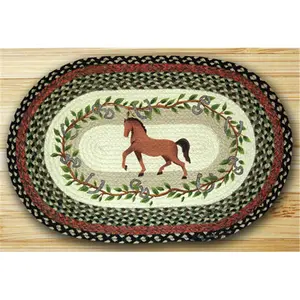 Earth Rugs 65-427HOL Oval Patch Rug- Horse Oak Leaf, Biodegradable, Eco-Friendly, Boho Runner Rug, Bohemian Area Rug