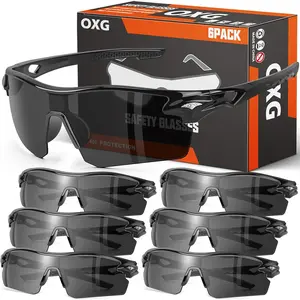 Unisex 6-Pack Safety Glasses Goggles - ANSI Z87.1 Certified, Scratch-Resistant Wraparound Lenses, PPE Work Accessories for Construction