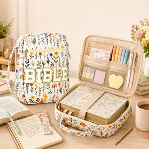 Bible Study Bag with Accessories, Scripture Organizer Case for Church, Sunday School, Journaling and Note-Taking