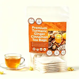 Turmeric Tea with Spices: Turmeric, Ginger, Cinnamon. 100% natural,powdered, dairy-free, sugar-free. Vegan, gluten-free, keto-friendly, caffeine-free.Tea 60 Bags herbal remedy Christmas Thanksgiving Value Pack Filled with Tea cinnamon tea bag