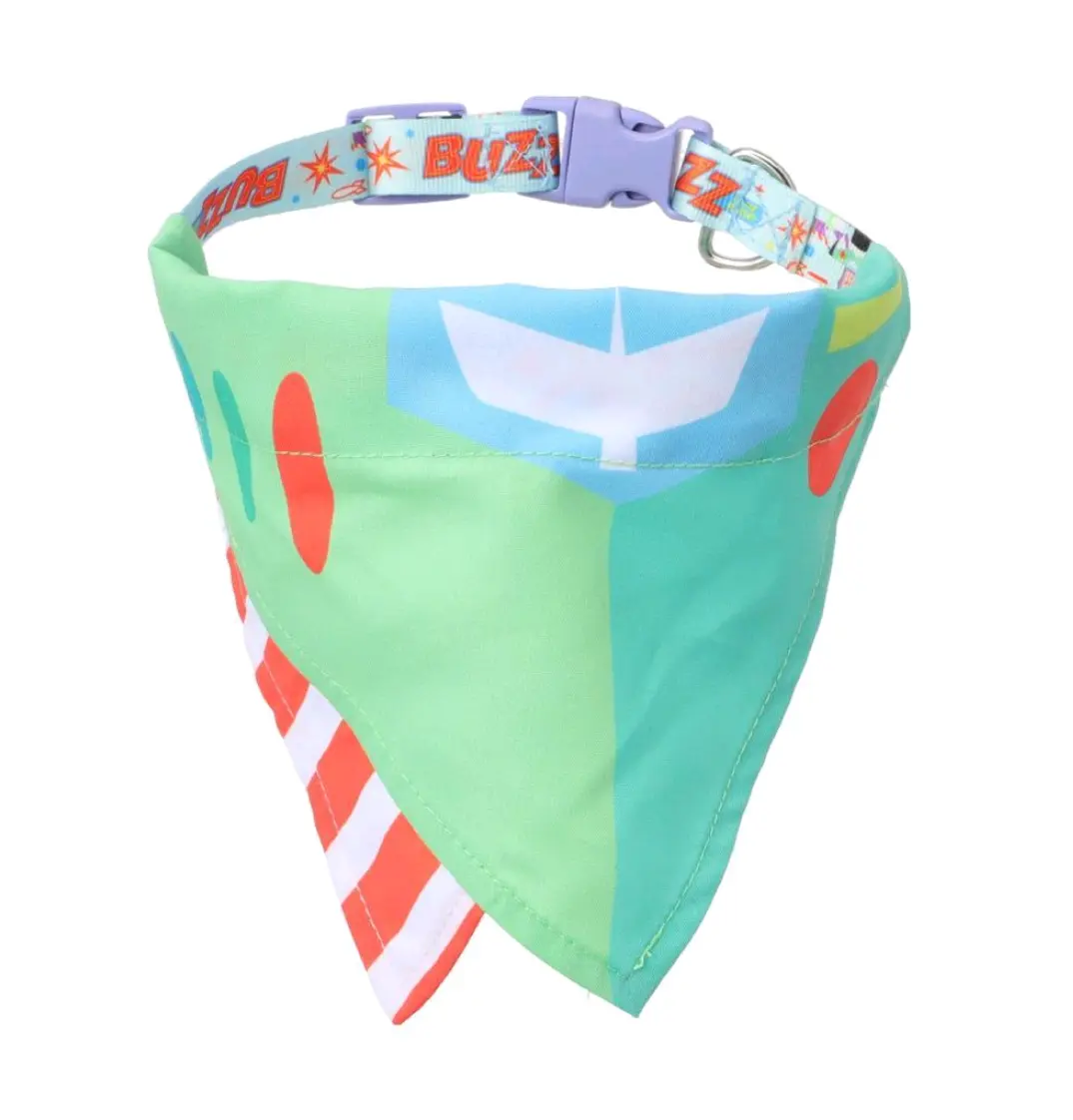 Disney Pixar Toy Story Buzz Lightyear Pet Bandana - Soft Polyester Fabric Slip-On Collar Scarf, Space Ranger Accessory for Furry Friends, Perfect Gift for Toy Story Fans, Ideal for Park Outings
