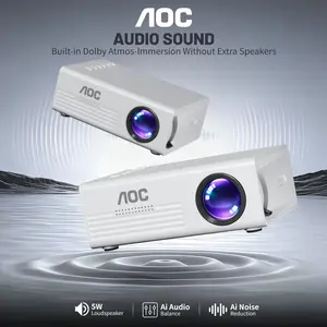 AOC Mini Beamer, Tragbarer LCD Projektor mitLautsprechern und Fernbedienung,Kompatibel mit iOS, Android, Windows & PS4,USB Heimkino Projektor