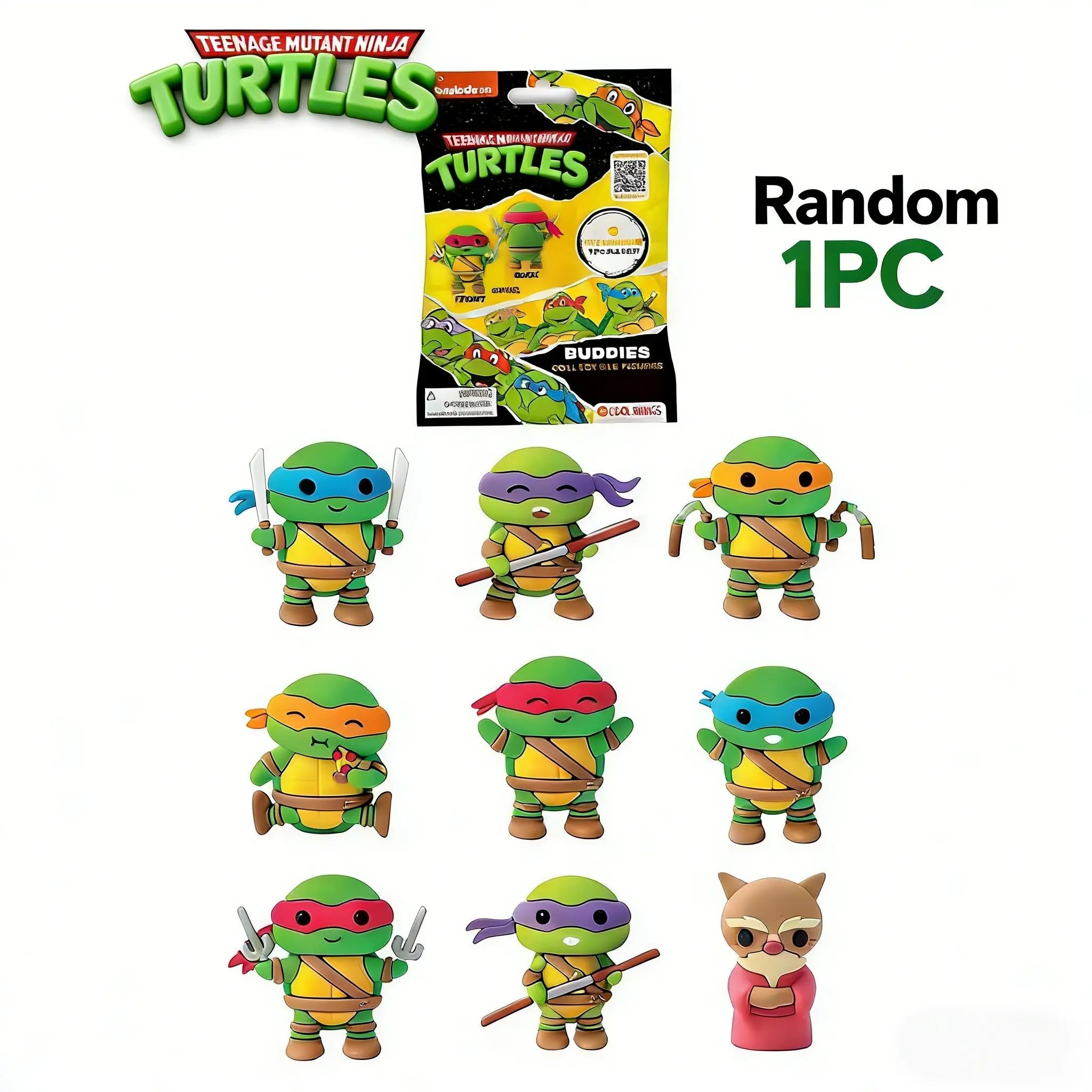 Teenage Mutant Ninja Turtles Tmnt 3D Mystery Figurine, PVC Action Figure, Official Licensed Blind Pack, 1 Random Collectible Buddy, Mini Desk Decor Gift, Figurines For Collectors, Action Figures, Figurines Collectibles