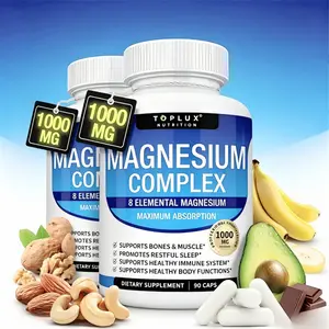 1000mg Multi Forms Magnesium Complex Capsules 8 Elemental Types Glycinate Citrate Malate Taurate High Absorption Supplement Supports Muscle Bone Health Immune System Daily Fitness Natural Dietary Pills 90 Count