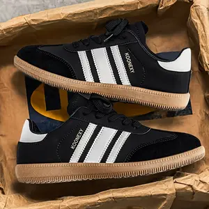 Men's Casual Skateboarding Shoes, Streetwear Lace-Up Sneakers with Multicolor Stripes, Breathable and Comfortable with Excellent Grip, Fashion Sport Shoes