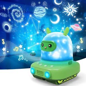 Kids Night Light Projector, 6-in-1 DIY Scene Starry Lamp with Ocean Astronaut Forest Slides, Rotating & Static Mode, 3 Color Mood Light for Bedroom Camping Nursery, Cute Rolling Deer Nightlight