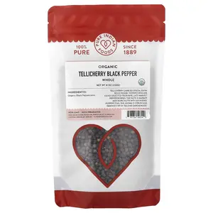 Pure Indian Foods Organic Tellicherry Black Pepper, Whole, 8 oz (226 g)