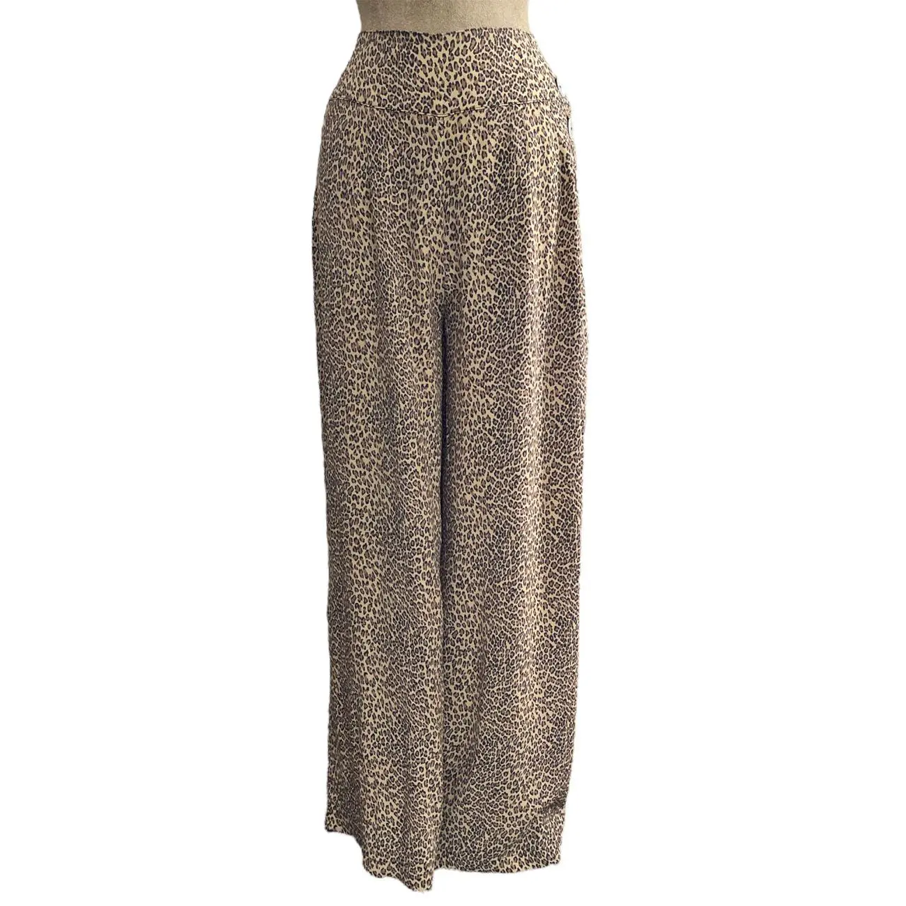 Leopard Print Retro 1940s Style High Waisted Palazzo Pants