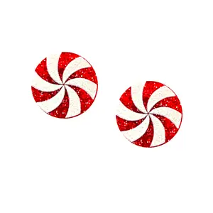 Red and White Peppermint Swirl Earrings (Pair)