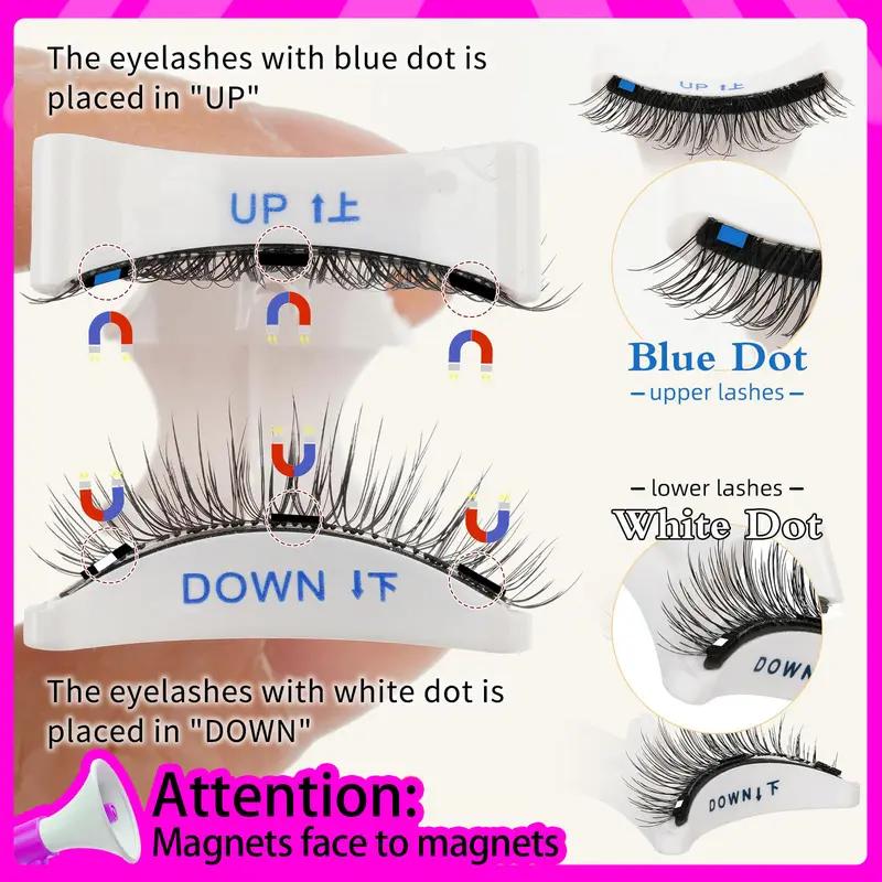2 Pcs Magnetic Eyelashes Kit,  Magnetic Lashes with Applicator, Natural-Looking Wispy Magnetic Eyelashes for Women, Reusable False Eyelashes Kit