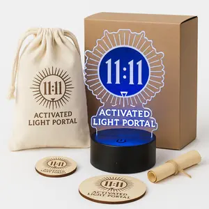 Lucky Fengshui Ornament Activated Light Portal 11:11 Portal Activation Ritual Set Feng Shui Ornament Home Decor Gift with Engraved Talisman Ritual Candle Intention Scroll & Altar Decor for Manifestation Energy Healing Jar DIY Kit Protection Spell