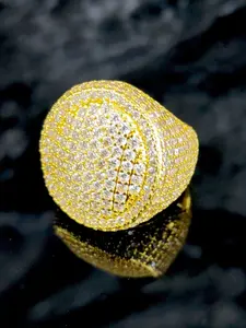 Egg Shape Ring for Men and Women, Hip Hop Full Diamond Copper Zircon Ringer, Trendy Rap Jewelry, Unique Oval Design, Exquisite Trendy Ring