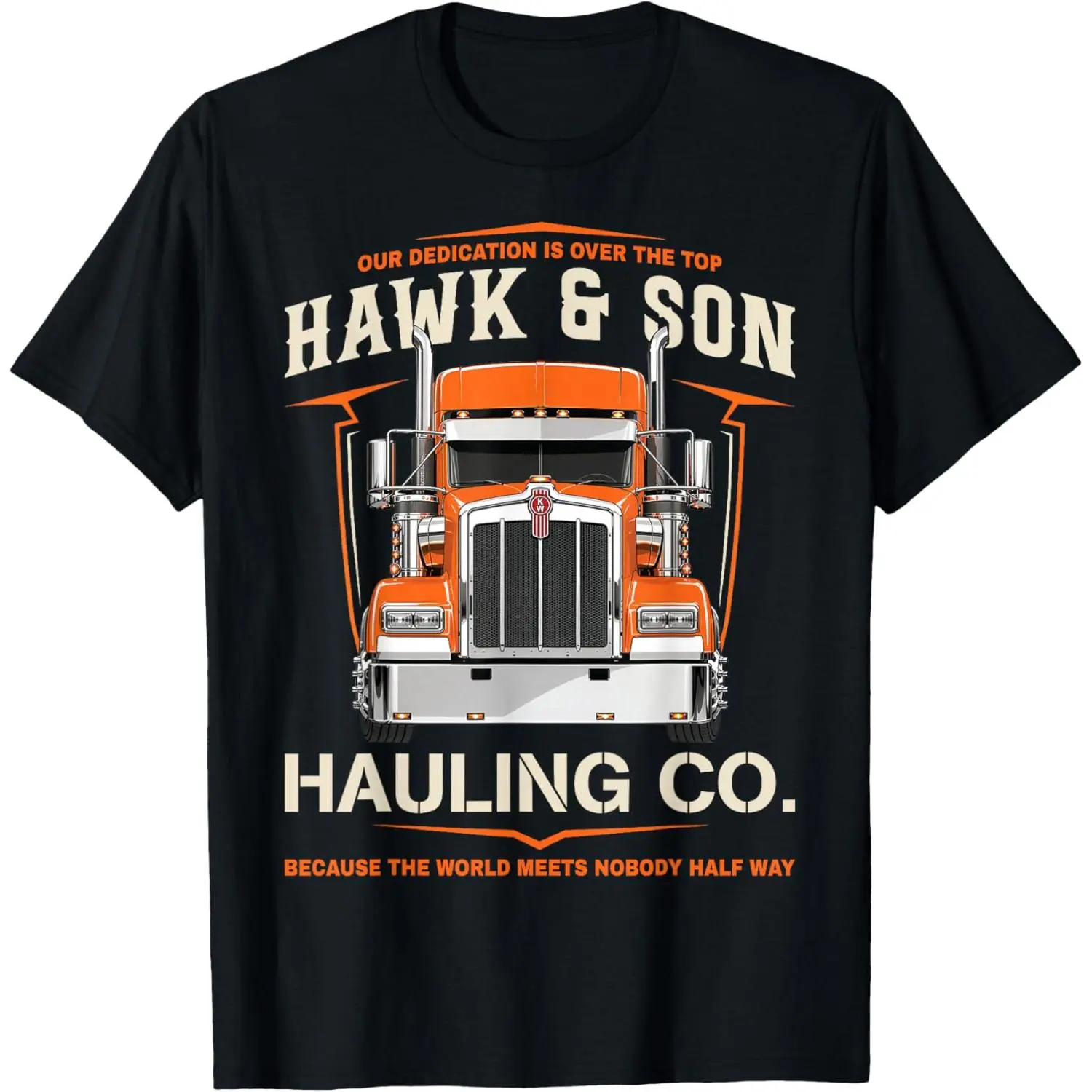 Women's 100% Cotton Short-Sleeve Round Neck Graphic T-Shirt, Casual Streetwear for Hawk and Son Hauling Company Proud Trucker Semi Tractor Fans