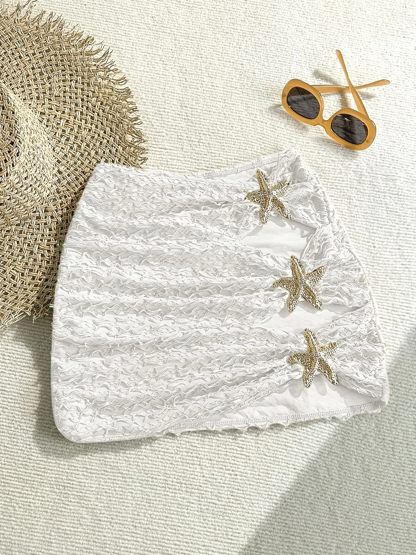 Starfish Decor Bikini Swimsuit Skirt Ruffle, Ruffle Swimsuits, Stylish Beachwear for Women, Comfortable and Flattering Design, Perfect for Summer Vacations