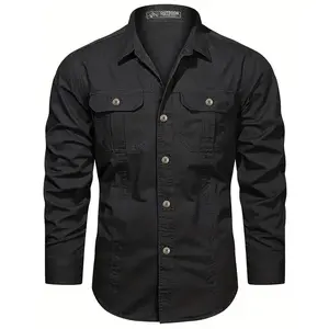 [Four-Season Relaxed Fit Shirt Jacket] Men's Casual Outdoor Work Shirt Jacket With Pockets, Relaxed Fit Long Sleeve Shirt, Four-Season Wear