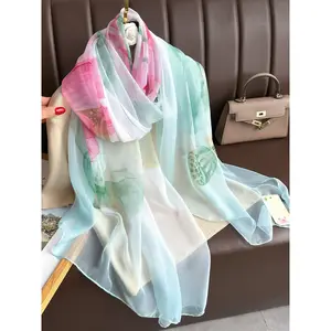 Women's Elegant Floral Print Scarf, Fashionable Soft Comfortable Shawl for Daily Wear, Casual Versatile Scarf for Women & Girls