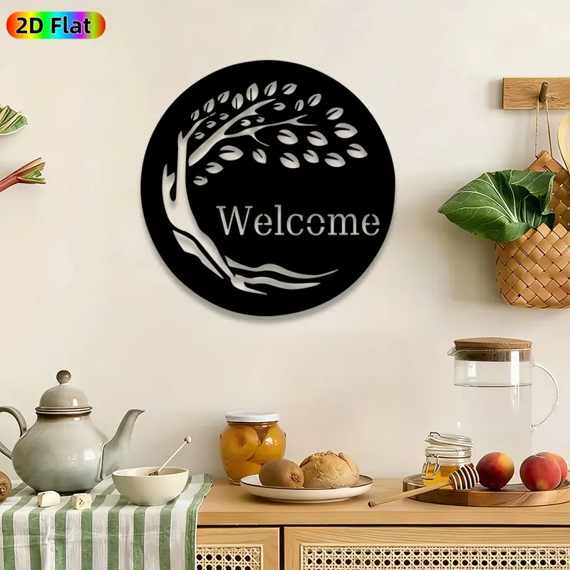 1pc Tree of Life Welcome Metal Wall Art, Welcome Tree wall Scupltures Mural, Intricate Craftsmanship, Perfect for Housewarming, Thanksgiving Decor, Perfect for Porch Wall Entryway Living Room Decor, Ideal Gift for Home Decor Enthusiasts.
