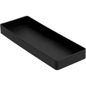Rectangular Plastic Desk Organizer, Half Accessory Tray, 9.4" x 3.3" x 1", Black