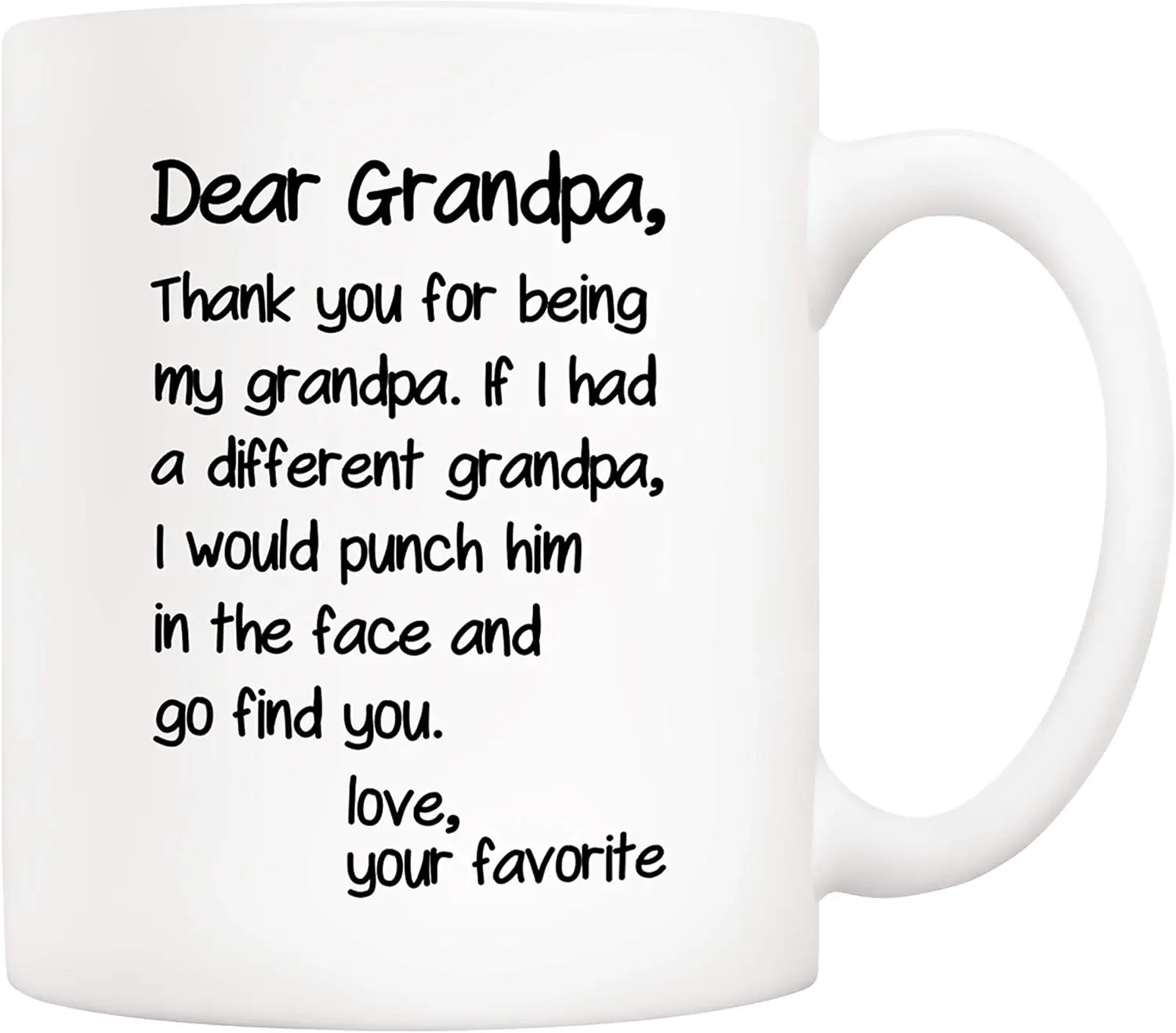 5Aup Father's Day Funny Grandpa Coffee Mug Christmas Gifts from Grandson Granddaughter, Dear Grandpa, Thanks for Being... Love Your Favorite Cups 11 Oz, Birthday Present Idea for Grandfather